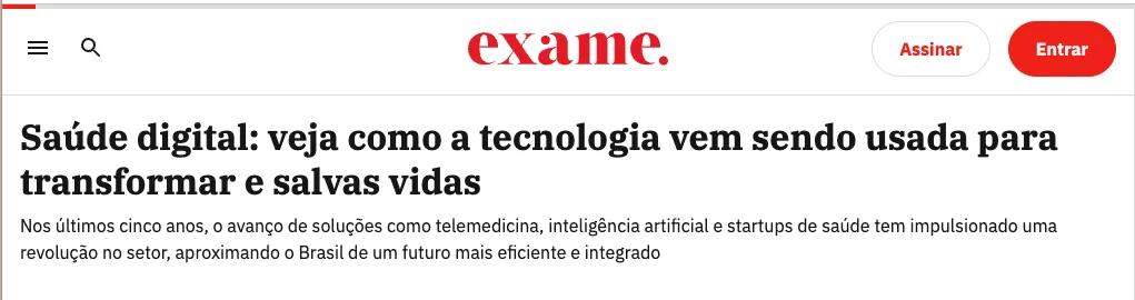 Reportagem da Exame sobre saúde digital