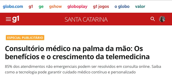 Reportagem do G1 sobre telemedicina