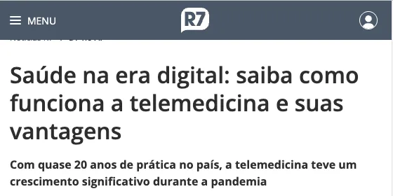 Reportagem do R7 sobre telemedicina