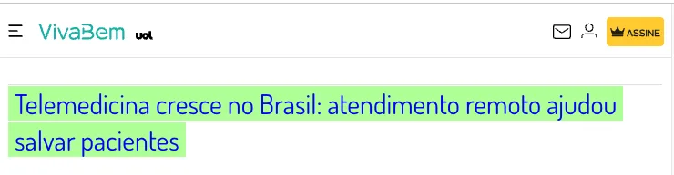 Reportagem do UOL VivaBem sobre telemedicina